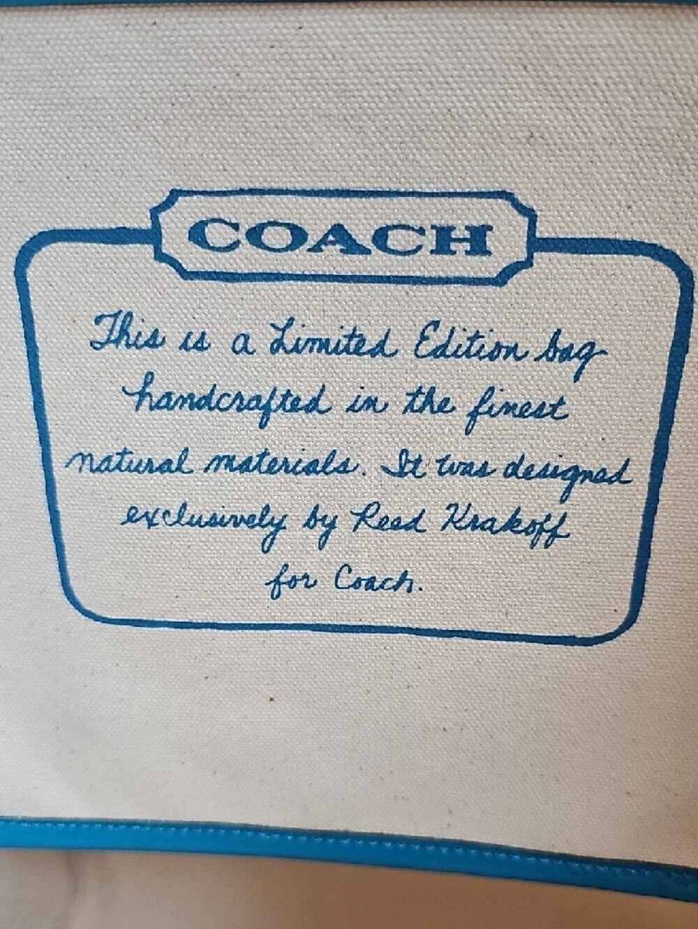 HUGE Coach Limited Edition Canvas Beach Tote - Teal Perfect Pool Bag